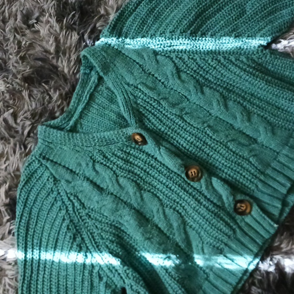 Knitted Teal Buttoned Cardigan